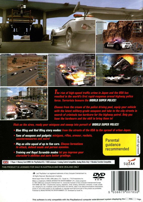 Back Cover for World Super Police (PlayStation 2)