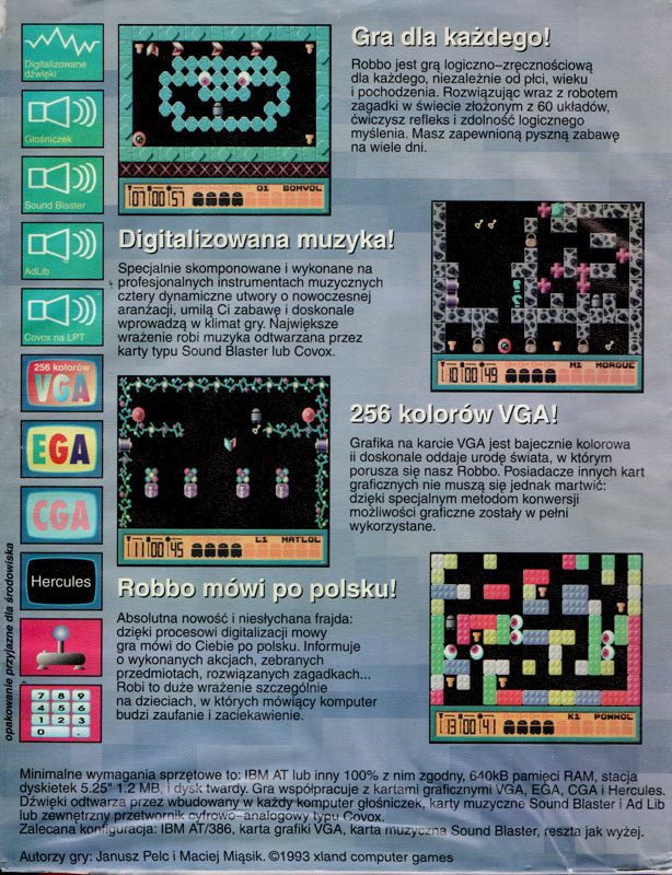 Back Cover for Robbo (DOS) (5.25" disk release)