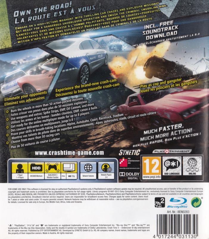 Back Cover for Crash Time 5: Undercover (PlayStation 3)