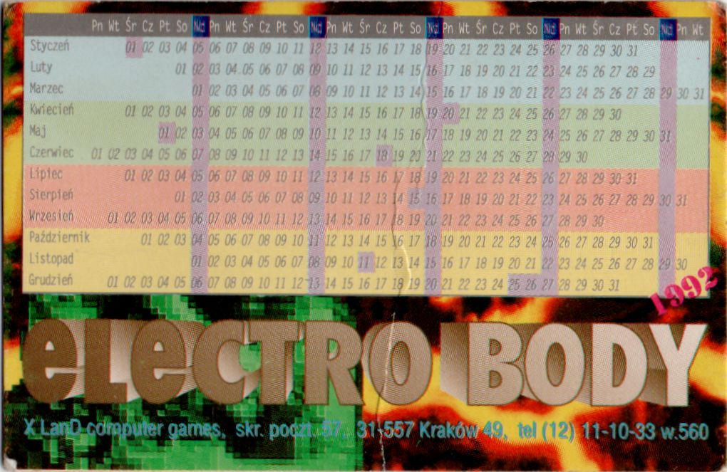 Extras for Electroman (DOS) (Alternate 5.25" disk release): Calendar