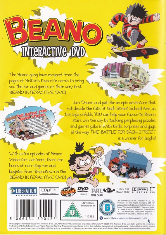 Back Cover for Beano Interactive DVD (DVD Player)