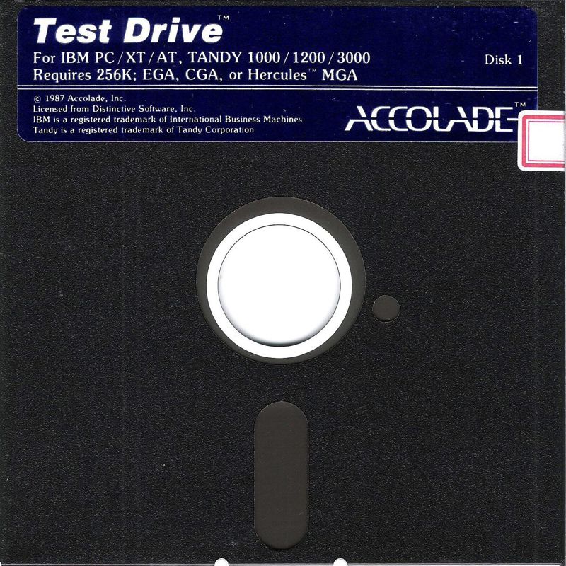 Media for Test Drive (DOS) (5.25" (version 1.0)): Disk 1 (Hercules / CGA / Tandy)