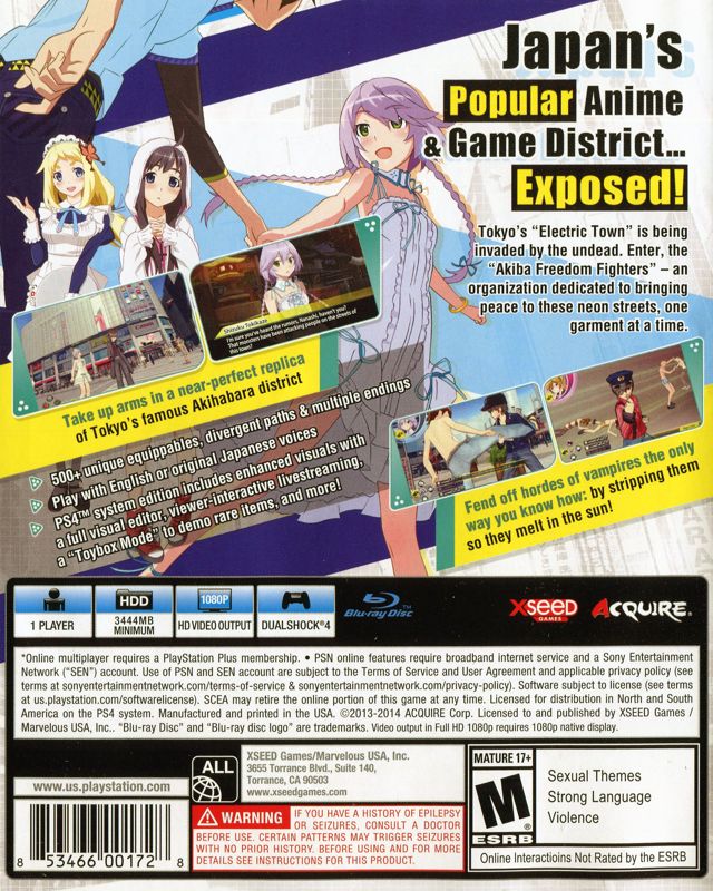 Back Cover for Akiba's Trip: Undead & Undressed (PlayStation 4)