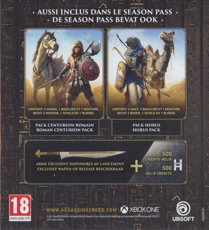 Advertisement for Assassin's Creed: Origins (Xbox One): Season Pass - Back