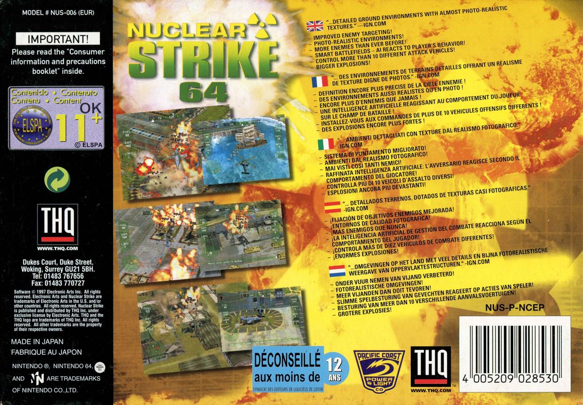 Back Cover for Nuclear Strike (Nintendo 64)