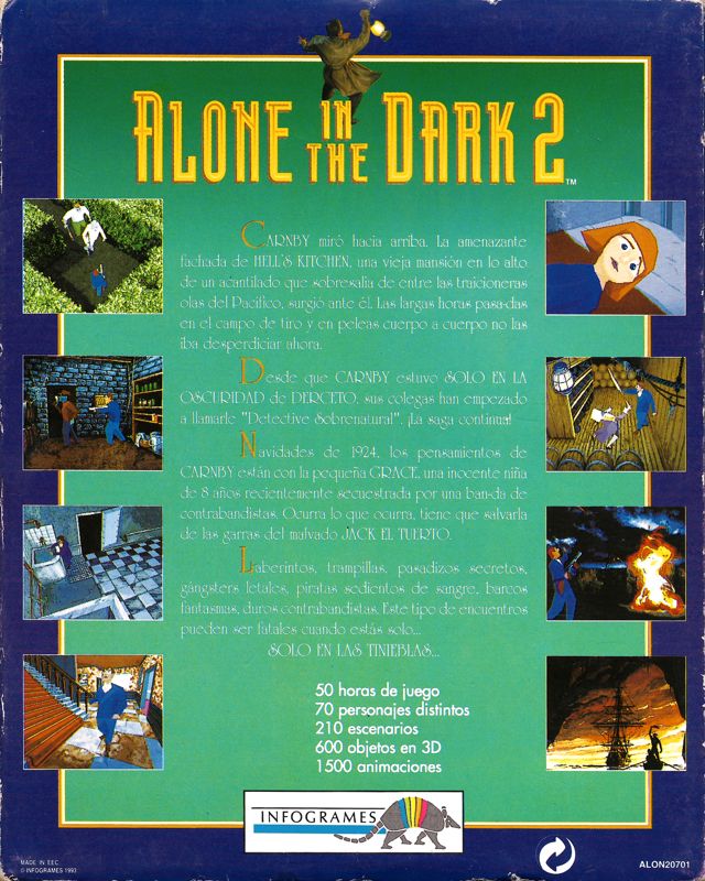 Back Cover for Alone in the Dark 2 (DOS) (CD version)