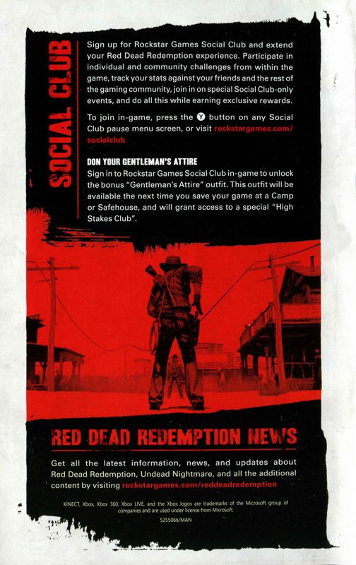 Manual for Red Dead Redemption: Game of the Year Edition (Xbox 360): Back