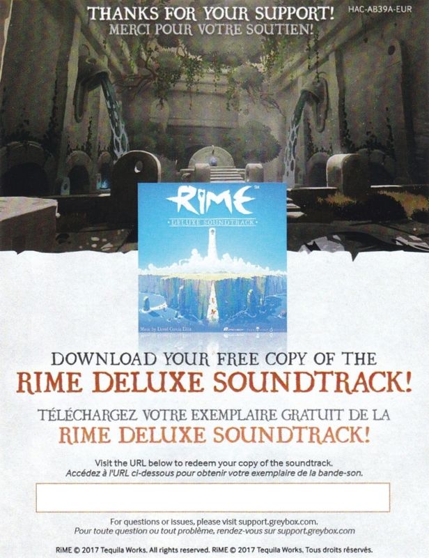 Soundtrack for RiME (Nintendo Switch): Digital Download Flyer