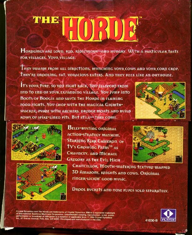 Back Cover for The Horde (DOS) (Floppy disk release)