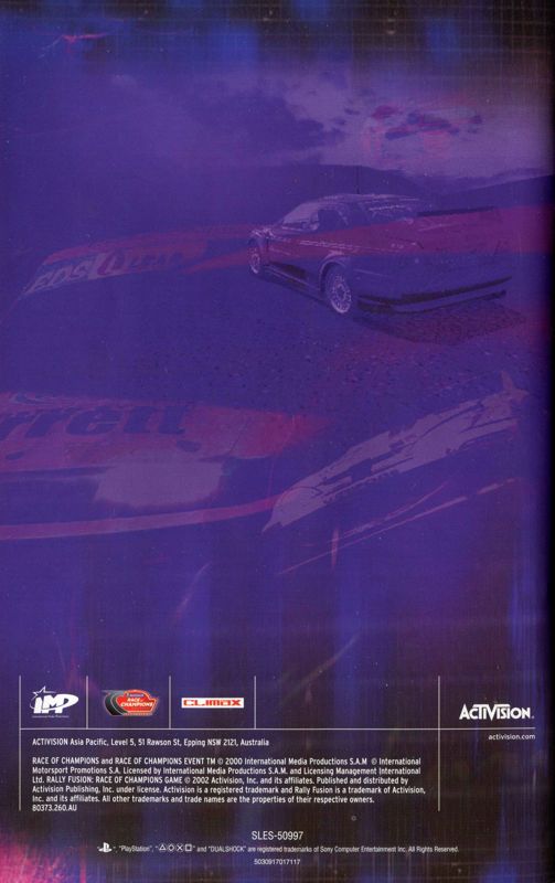 Manual for Rally Fusion: Race of Champions (PlayStation 2): Back
