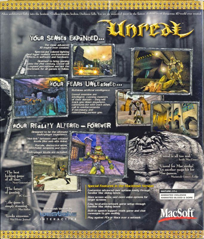 Back Cover for Unreal (Macintosh)