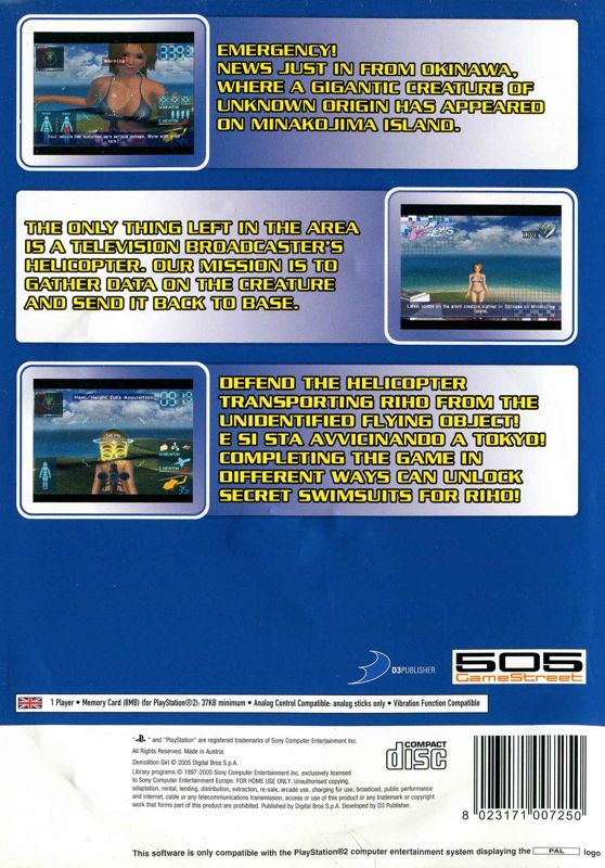 Back Cover for Demolition Girl (PlayStation 2)