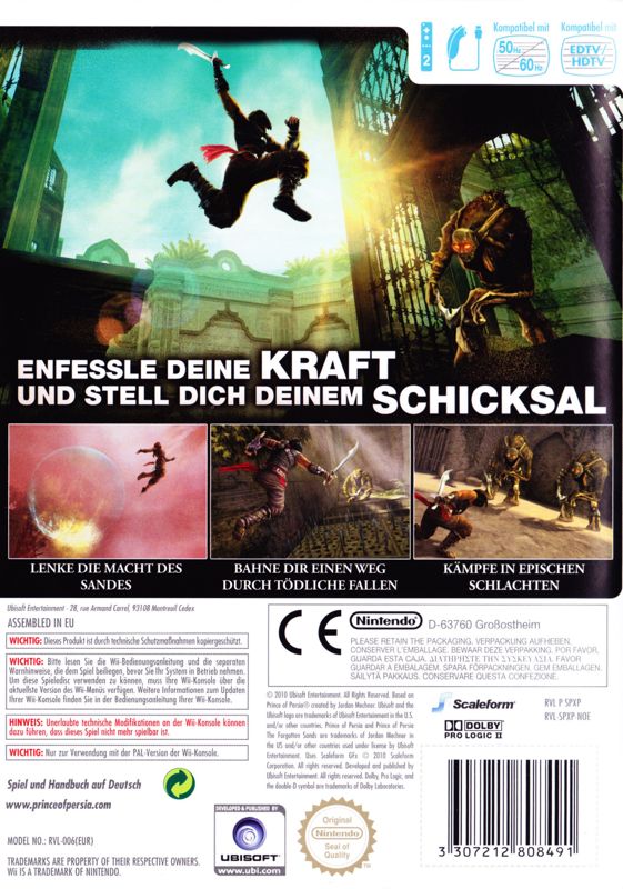 Back Cover for Prince of Persia: Die Vergessene Zeit (Limitierte Erstauflage) (Wii)