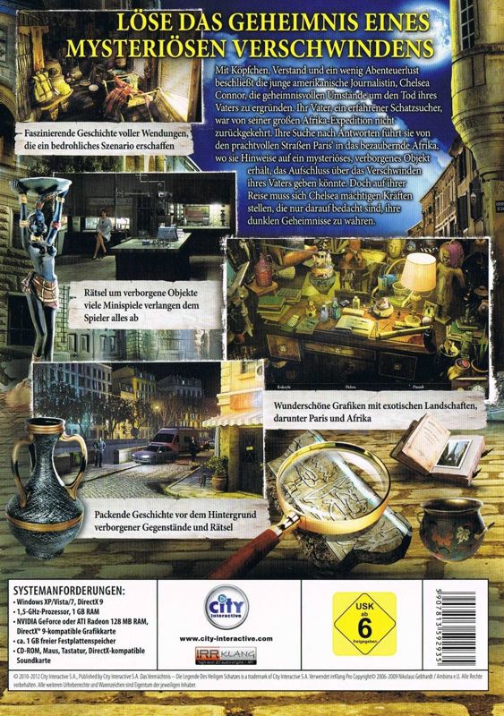 Back Cover for Chronicles of Mystery: The Legend of the Sacred Treasure (Windows)