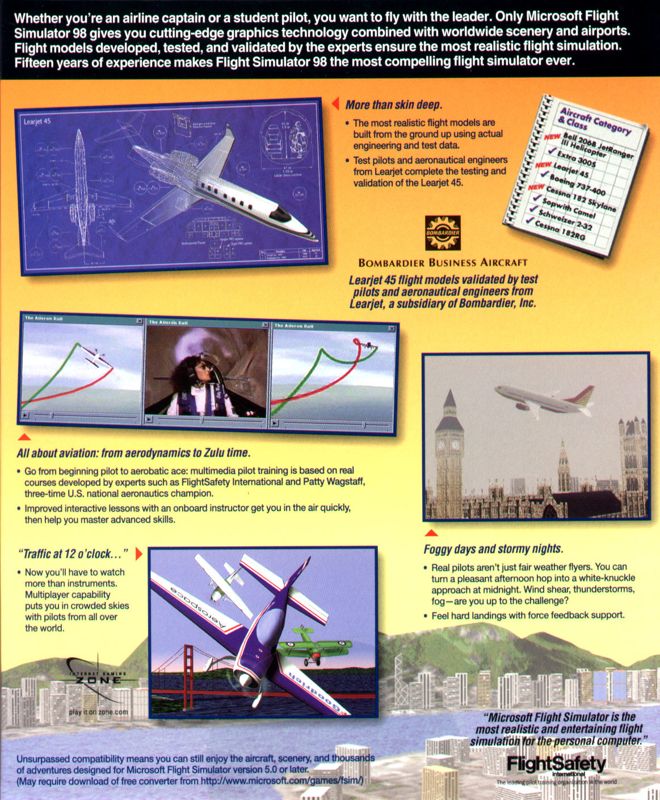 Inside Cover for Microsoft Flight Simulator 98 (Windows): Right Flap