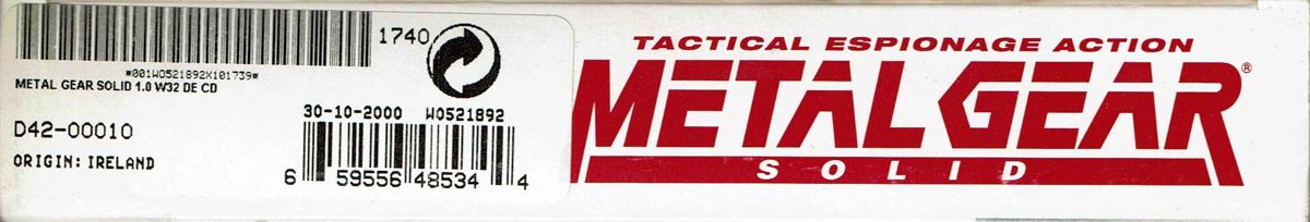 Spine/Sides for Metal Gear Solid (Windows): Top