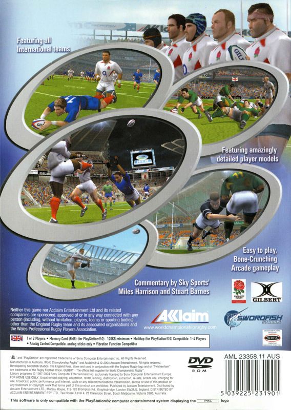 Back Cover for WCR: World Championship Rugby (PlayStation 2)