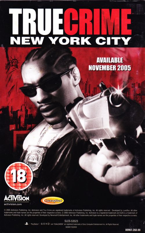 Manual for Gun (PlayStation 2): Back