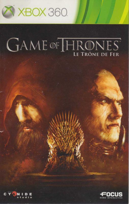 Manual for Game of Thrones (Xbox 360): French - Front