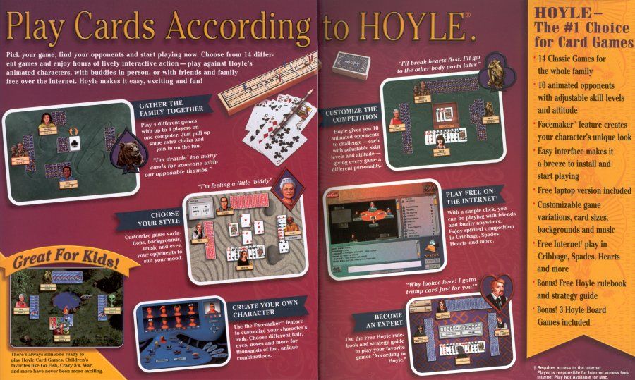 Inside Cover for Hoyle Card Games (Macintosh and Windows)