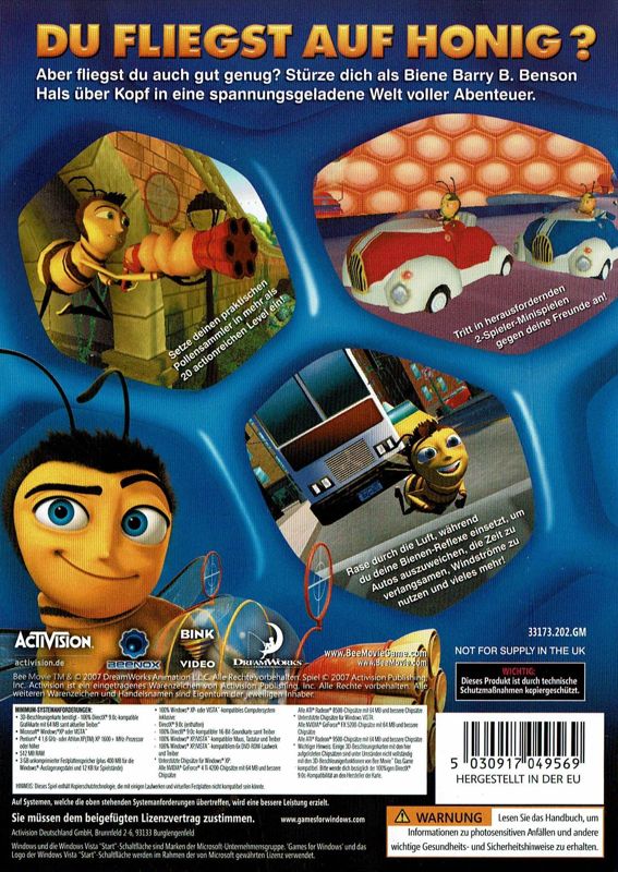 Back Cover for Bee Movie Game (Windows)