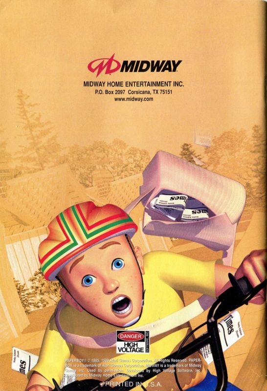 Manual for Paperboy (Nintendo 64): Back