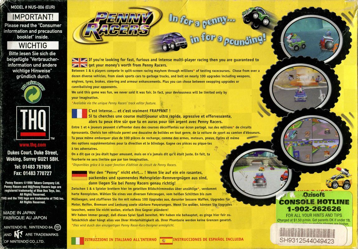 Back Cover for Penny Racers (Nintendo 64)