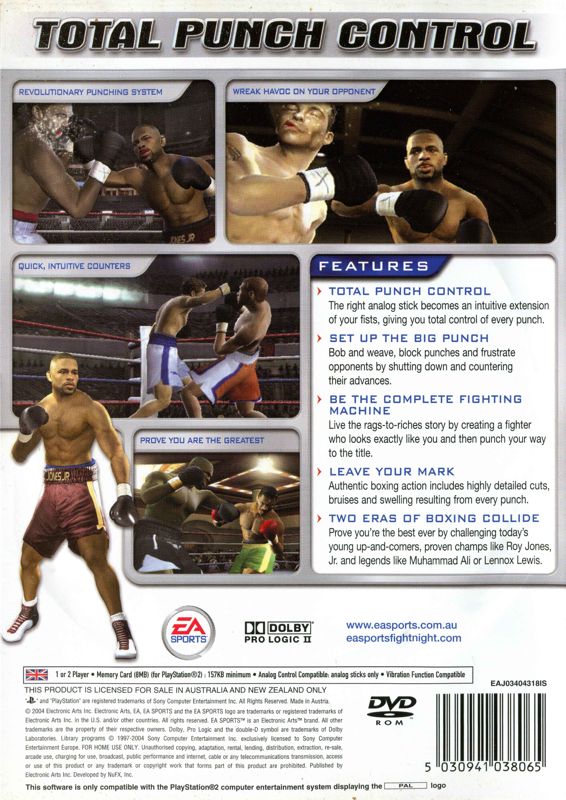 Back Cover for Fight Night 2004 (PlayStation 2)