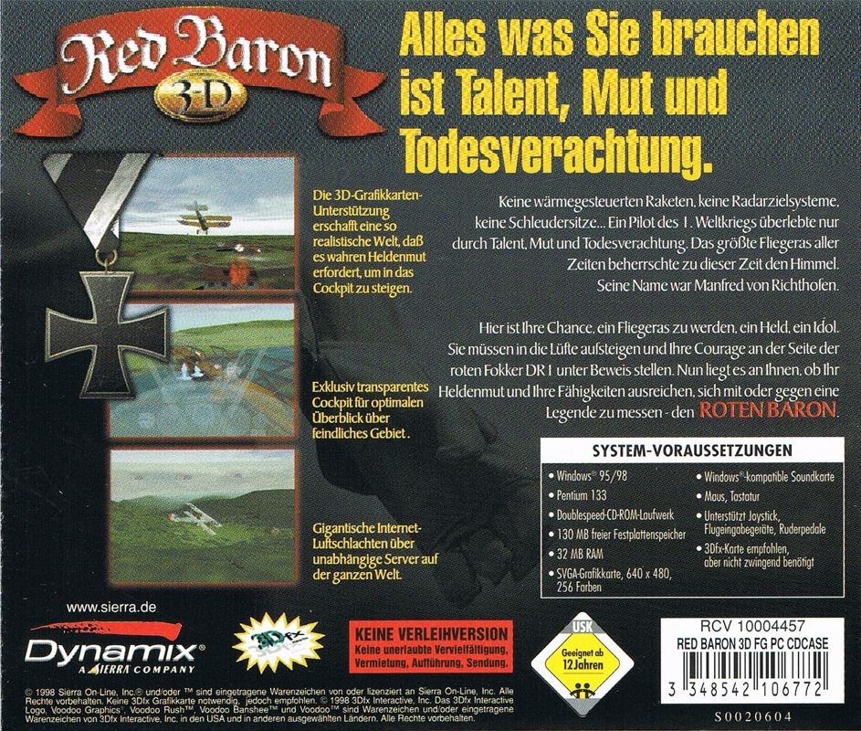 Other for Red Baron 3-D (Windows) (re-release): Jewel Case - Back