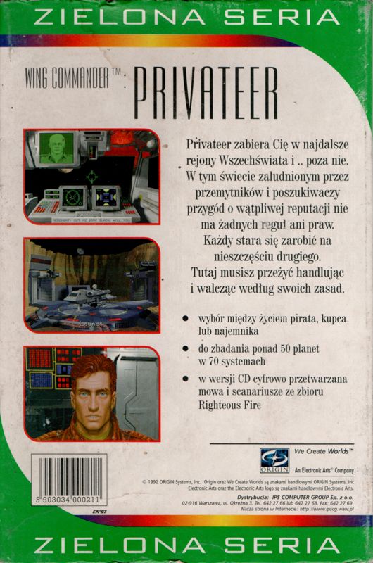 Back Cover for Wing Commander: Privateer (DOS) (Zielona Seria release)
