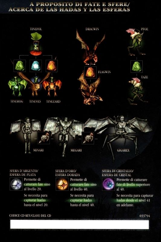 Reference Card for Zanzarah: The Hidden Portal (Windows): Back