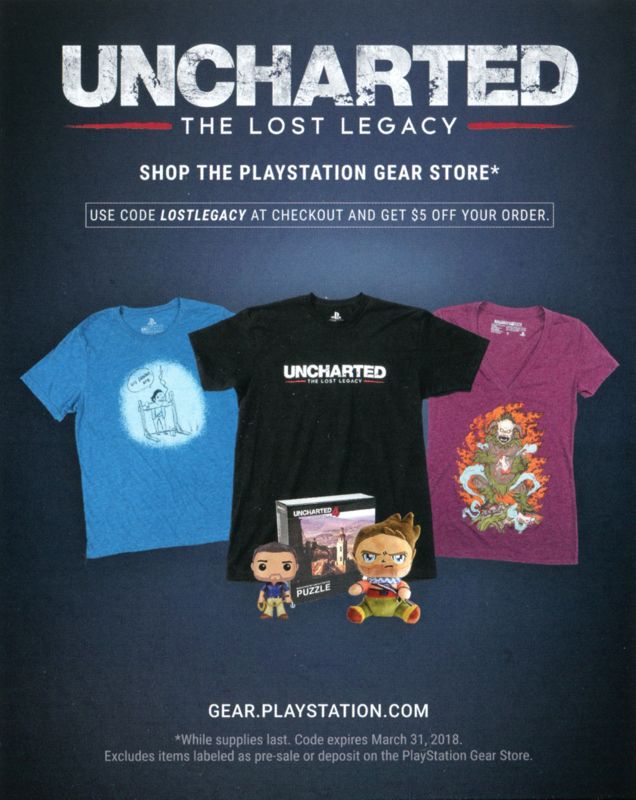 Advertisement for Uncharted: The Lost Legacy (PlayStation 4): Front