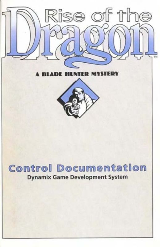 Manual for Rise of the Dragon (Windows) (GOG.com release): Front