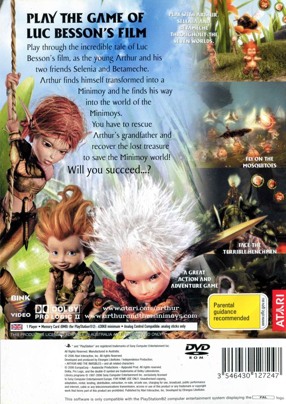 Back Cover for Arthur and the Invisibles: The Game (PlayStation 2)