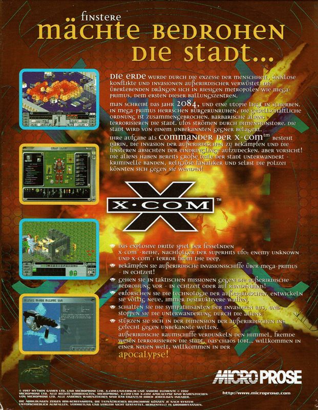 Back Cover for X-COM: Apocalypse (DOS)