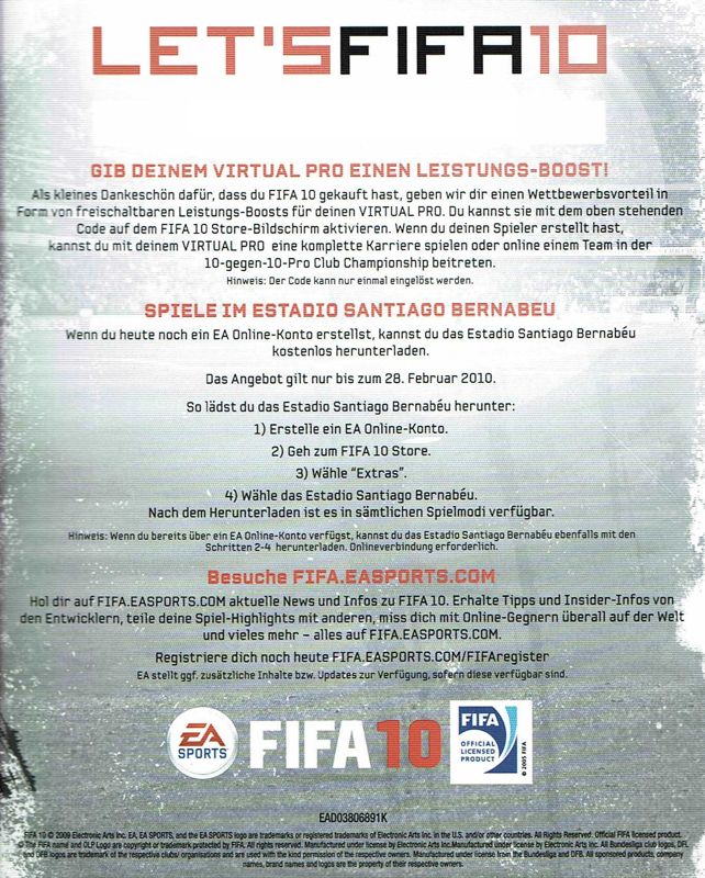 Advertisement for FIFA Soccer 10 (PlayStation 3)