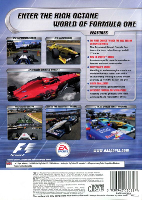 Back Cover for F1 2002 (PlayStation 2)