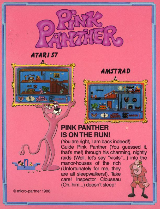 Back Cover for Pink Panther (ZX Spectrum)