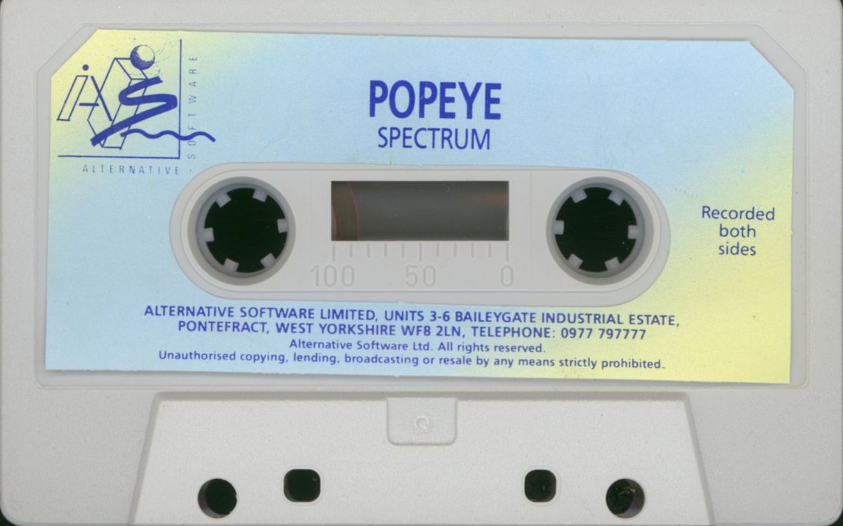 Media for Popeye (ZX Spectrum) (Budget re-release (Alternative Software Ltd: 199 Range))