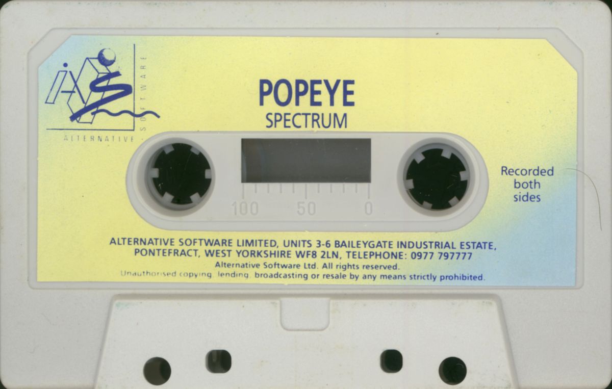 Media for Popeye (ZX Spectrum) (Budget re-release (Alternative Software Ltd: 199 Range))