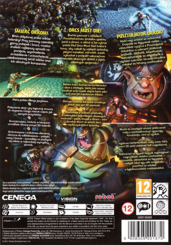 Back Cover for Orcs Must Die! (Windows)