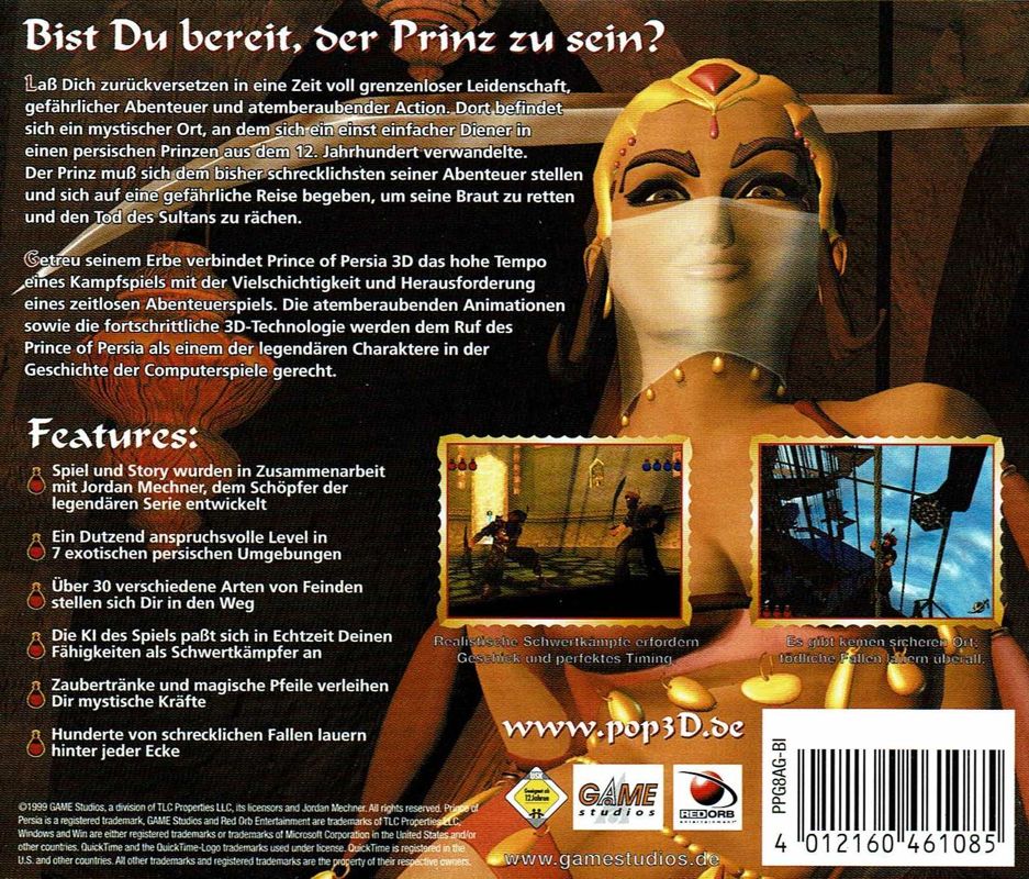 Other for Prince of Persia 3D (Windows) (Software Pyramide release): Jewel Case - Back