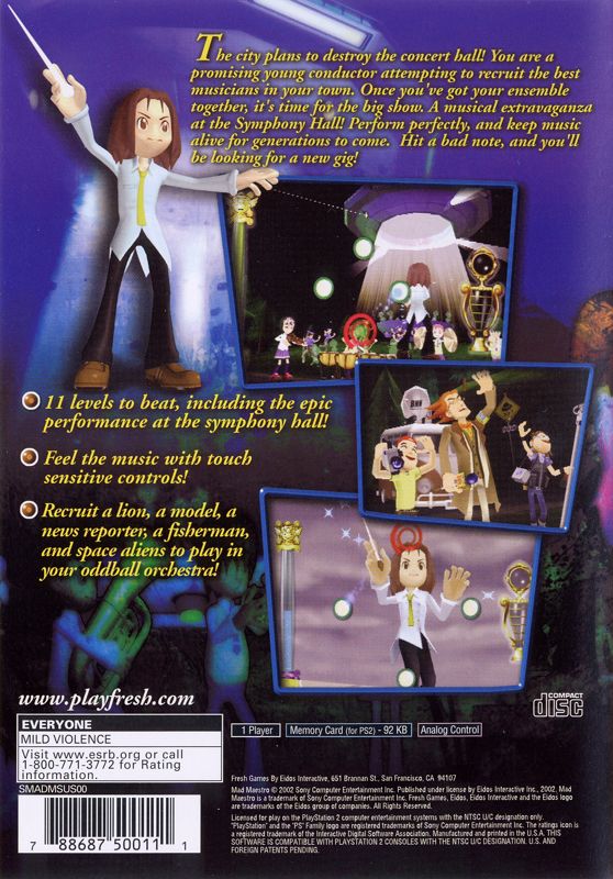 Back Cover for Mad Maestro! (PlayStation 2)
