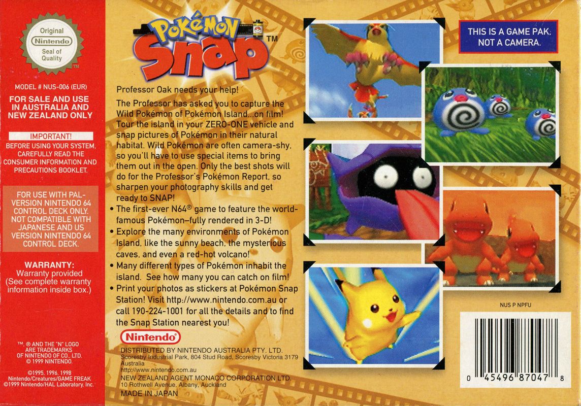 Back Cover for Pokémon Snap (Nintendo 64)