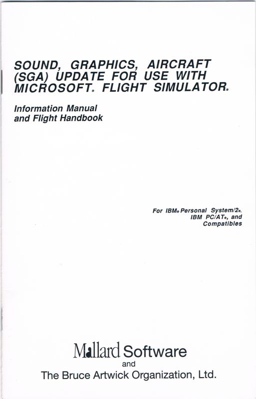Manual for Sound, Graphics & Aircraft Upgrade for Microsoft Flight Simulator (DOS): Front