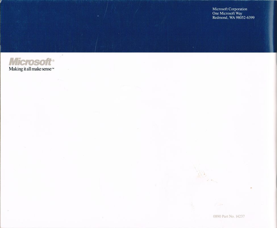 Manual for Microsoft Flight Simulator: Aircraft & Scenery Designer (DOS) (Both 5.25" & 3.5" floppy media included): Back