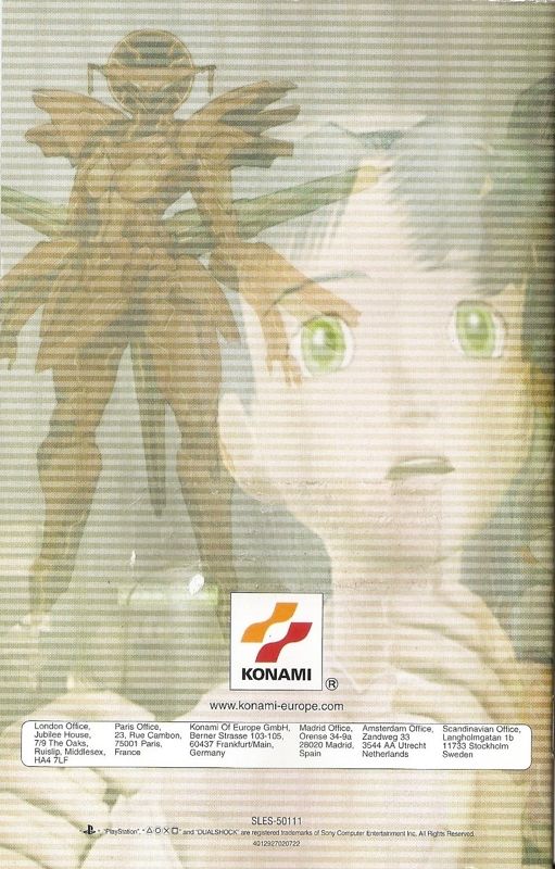 Manual for Zone of the Enders (PlayStation 2): Back