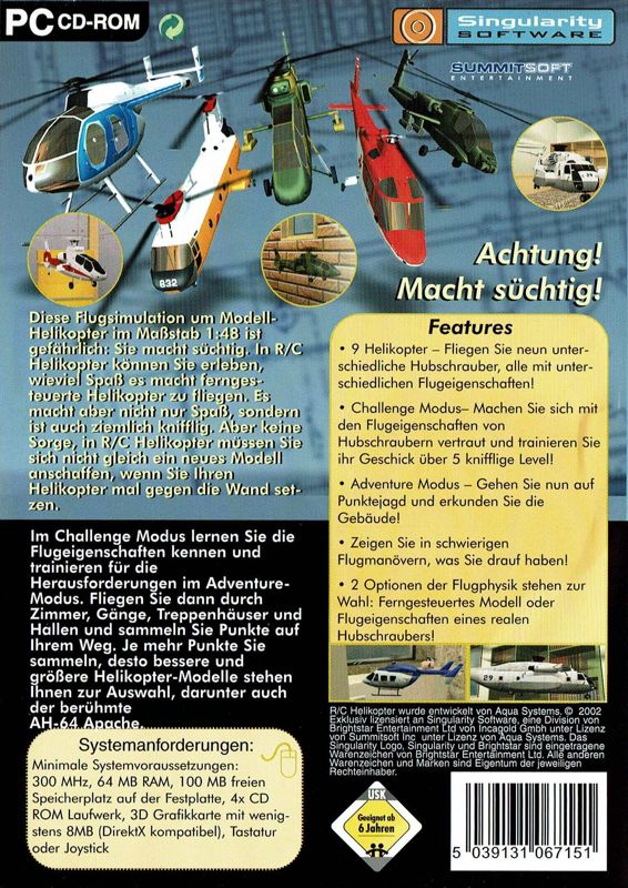Back Cover for R/C Helicopter: Indoor Flight Simulation (Windows)