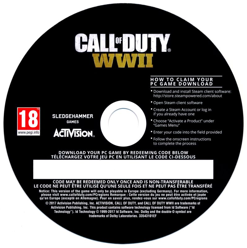 Call of Duty: WWII cover or packaging material - MobyGames