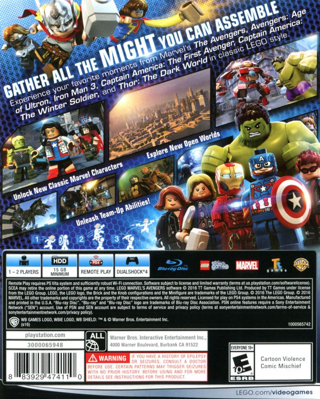 Back Cover for LEGO Marvel Avengers (PlayStation 4)